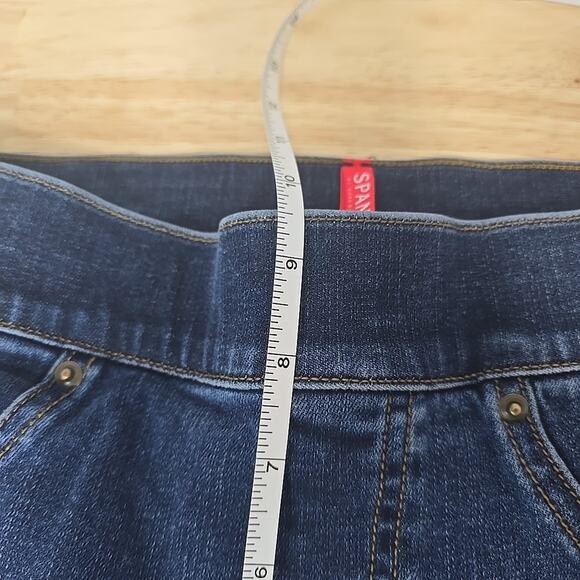 Spanx Distressed Denim Leggings Jeans Medium Wash Size Small Pull-On Compression - Picture 6 of 10
